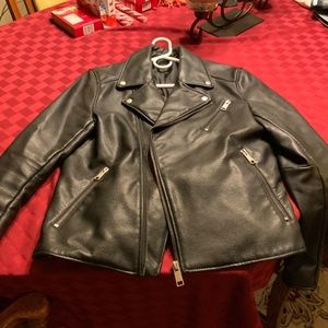 Mens Faux Leather Motorcycle Style Jacket, size M